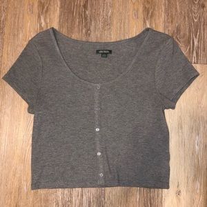 Wild Fable Gray Button Crop Top